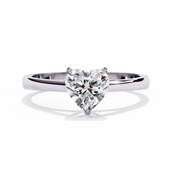 Lukson Snowed Heart Pure Gold Lab Grown Diamond Solitaire Ring