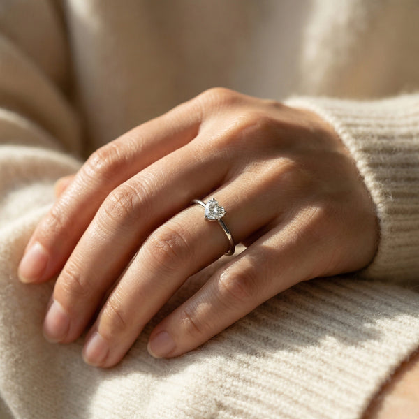 Snowed Heart - Pure Gold Lab Diamond Solitaire Ring
