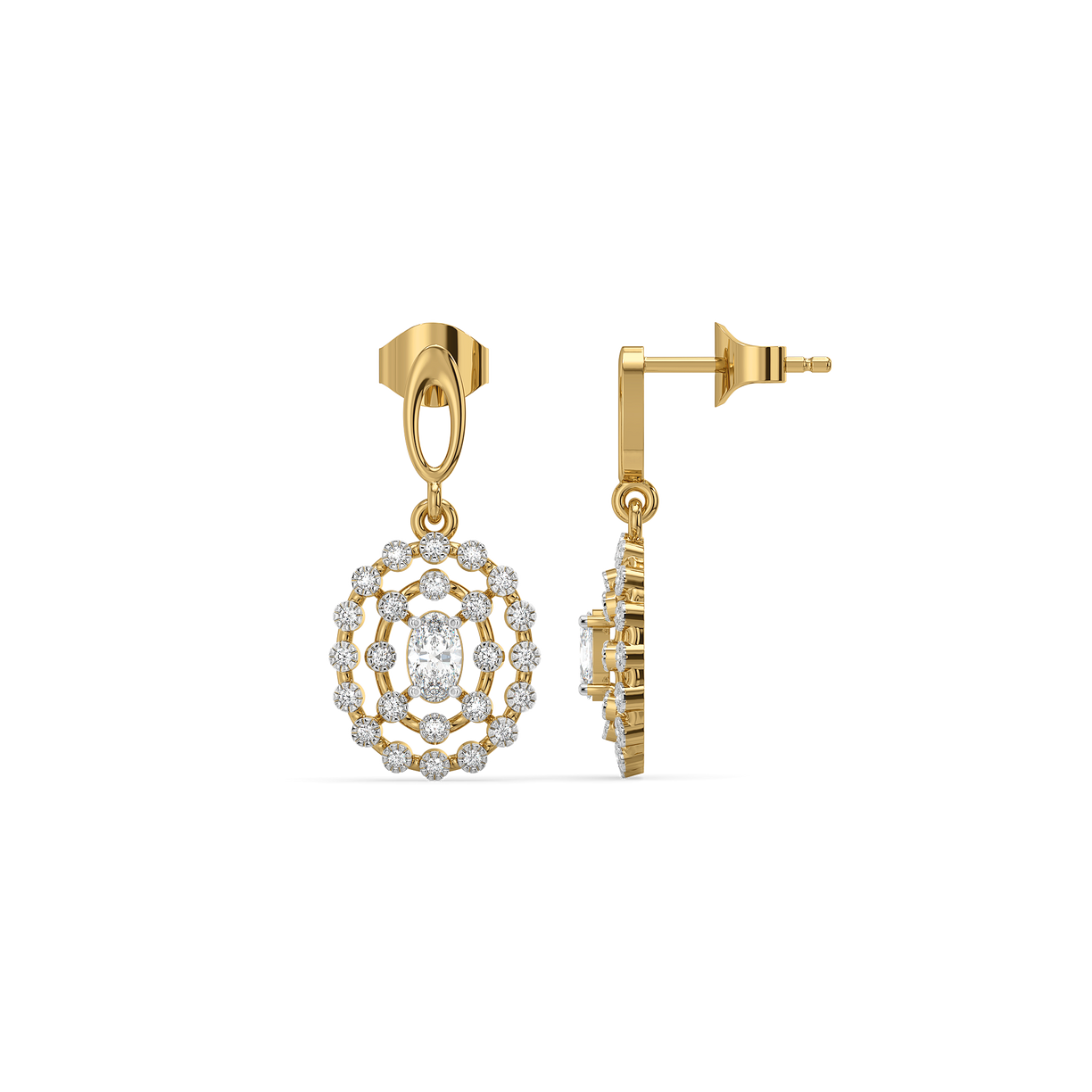 Oval Radiance - Pure Gold Lab Diamond Solitaire Drop Earrings