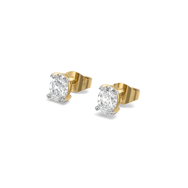 Lukson Oval Pure Gold Lab Grown Diamond Solitaire Earrings
