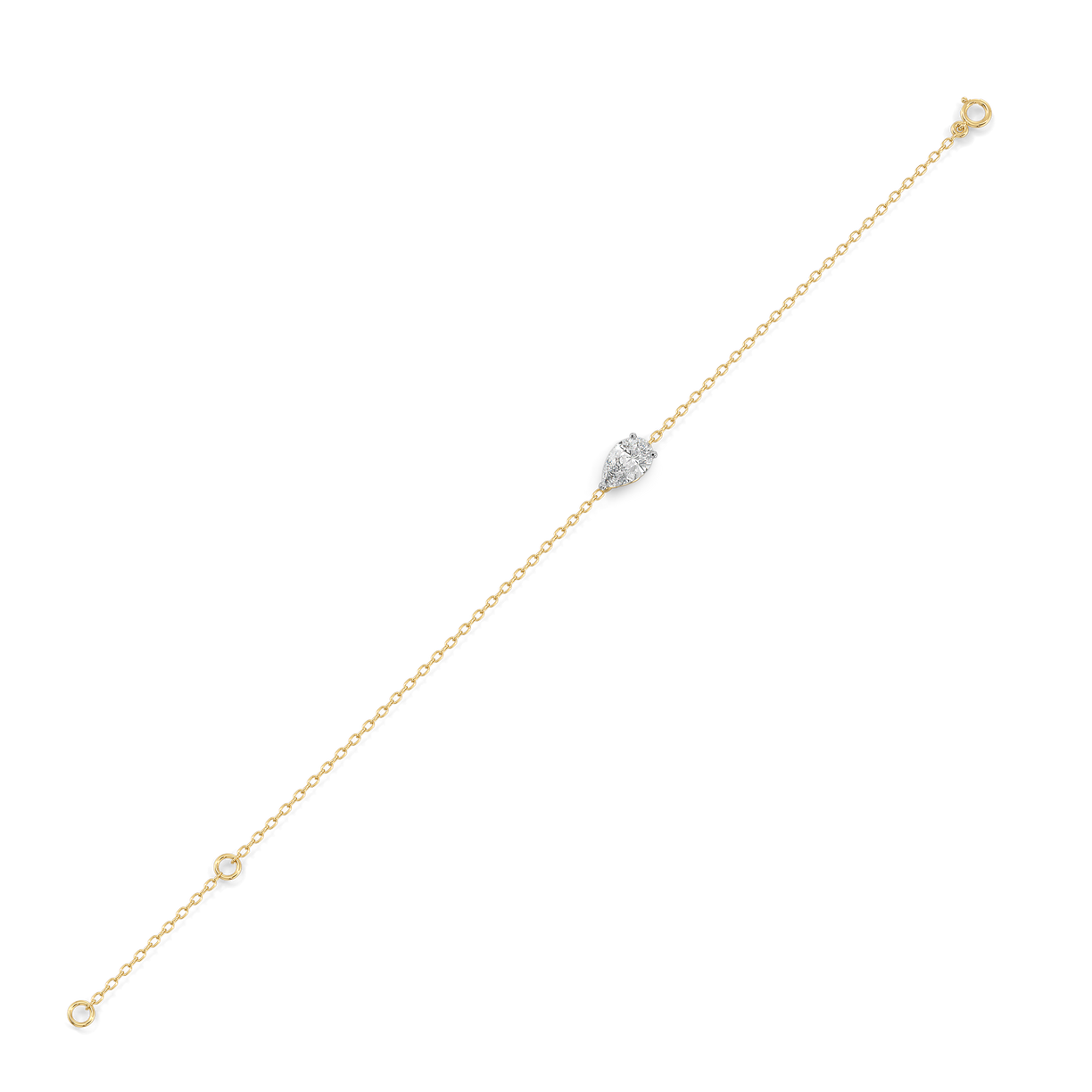 Feathered Pear - Pure Gold Lab Diamond Solitaire Bracelet