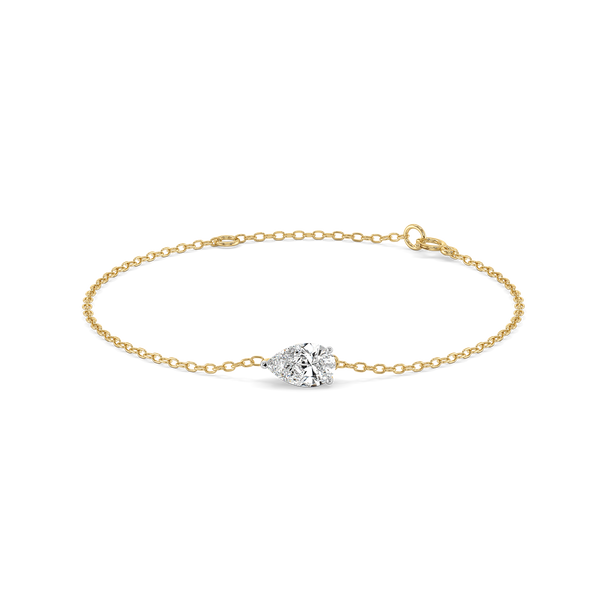 Lukson Feathered Pear - Pure Gold Lab Grown Diamond Solitaire Bracelet