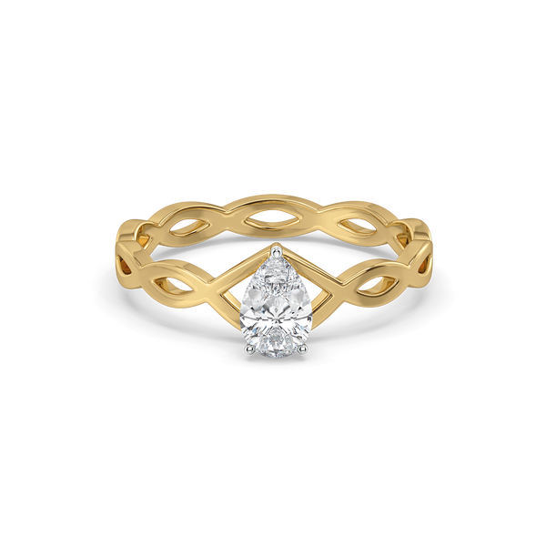 Lukson Pear Cut 14K Gold Lab Diamond Solitaire Ring
