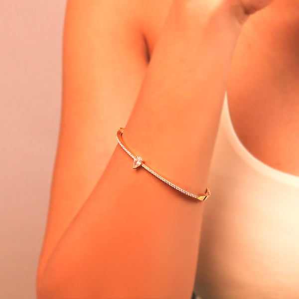 Soft Pearline - Pure Gold Lab Diamond Solitaire Bangle