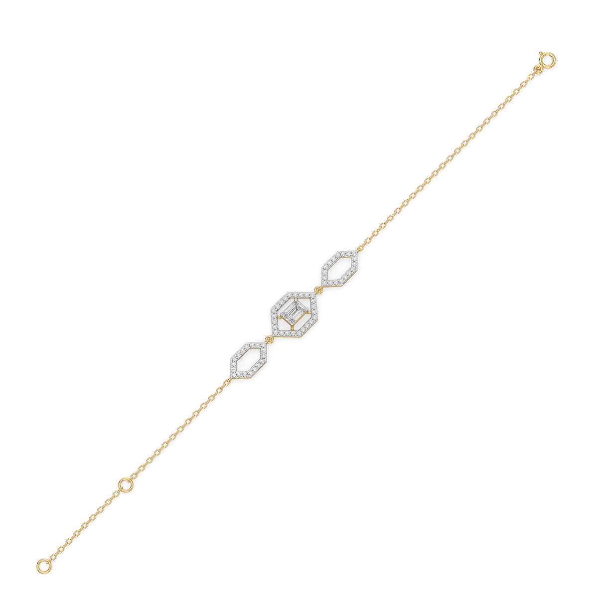 Rhythm of Emerald - Pure Gold Lab Diamond Solitaire Bracelet