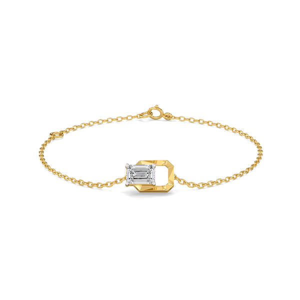 Striking Emerald - Pure Gold Lab Diamond Solitaire Bracelet