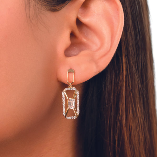 Emerald Edge Drops Pure Gold Lab Grown Diamond Earrings - Lukson