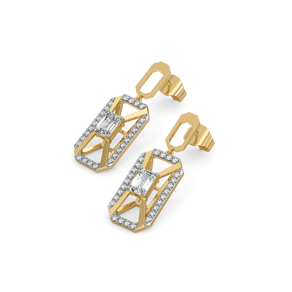 Emerald Edge Drops Lab Grown Diamond Earrings for Women - Lukson