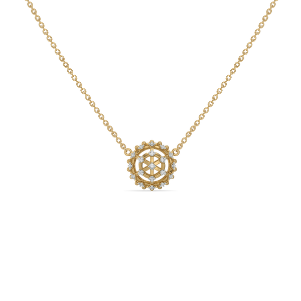 Lukson Classic Compass Lab Grown Diamond Pendant Necklace