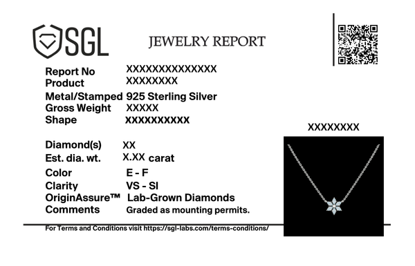 Certified Lukson Snowflake Lab Grown Diamond Pendant Necklace