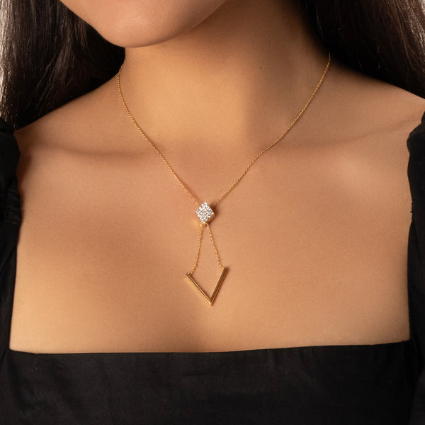 Diamond Arc Lab Grown Diamond Lariat Necklace for Women - Lukson