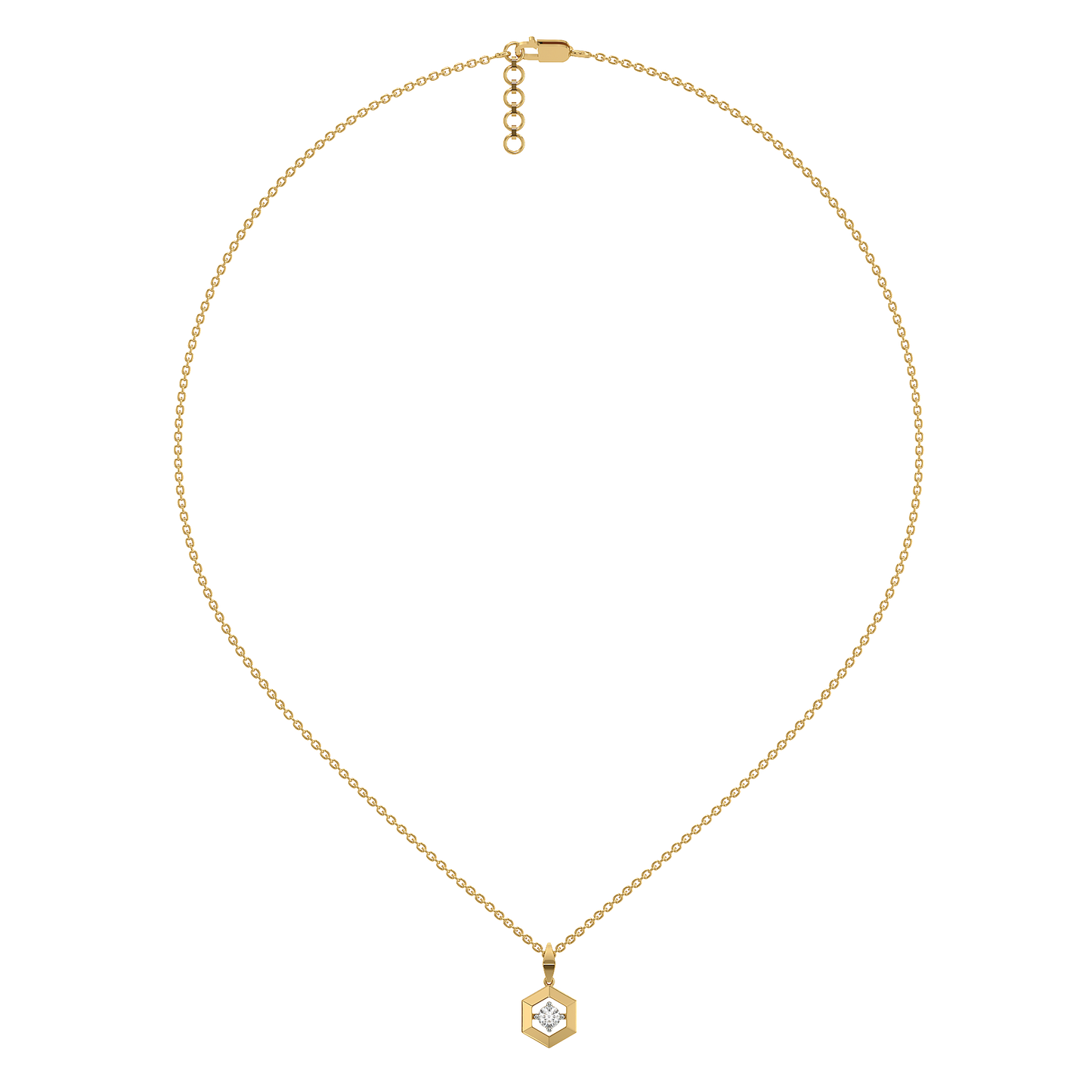 Hexa Solitaire - Lab Diamond Pendant Necklace