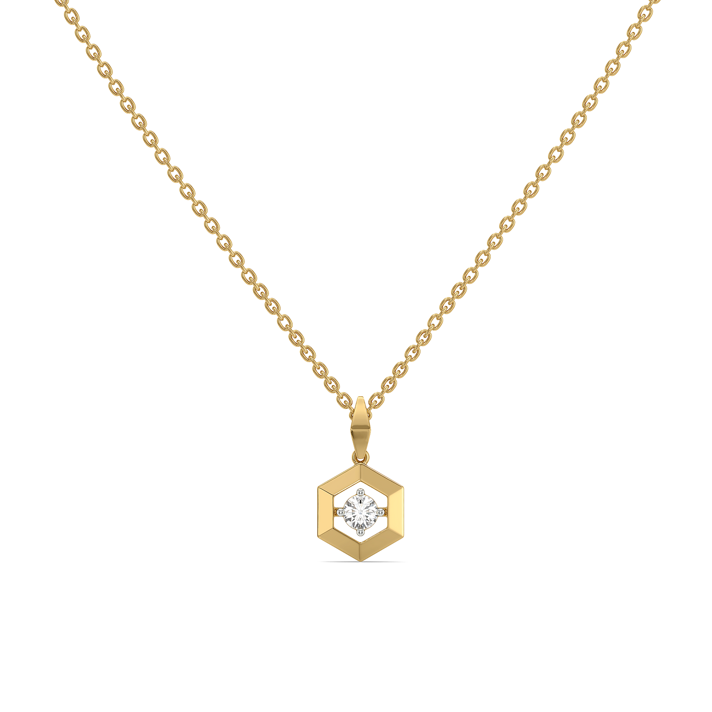 Hexa Solitaire - Lab Diamond Pendant Necklace