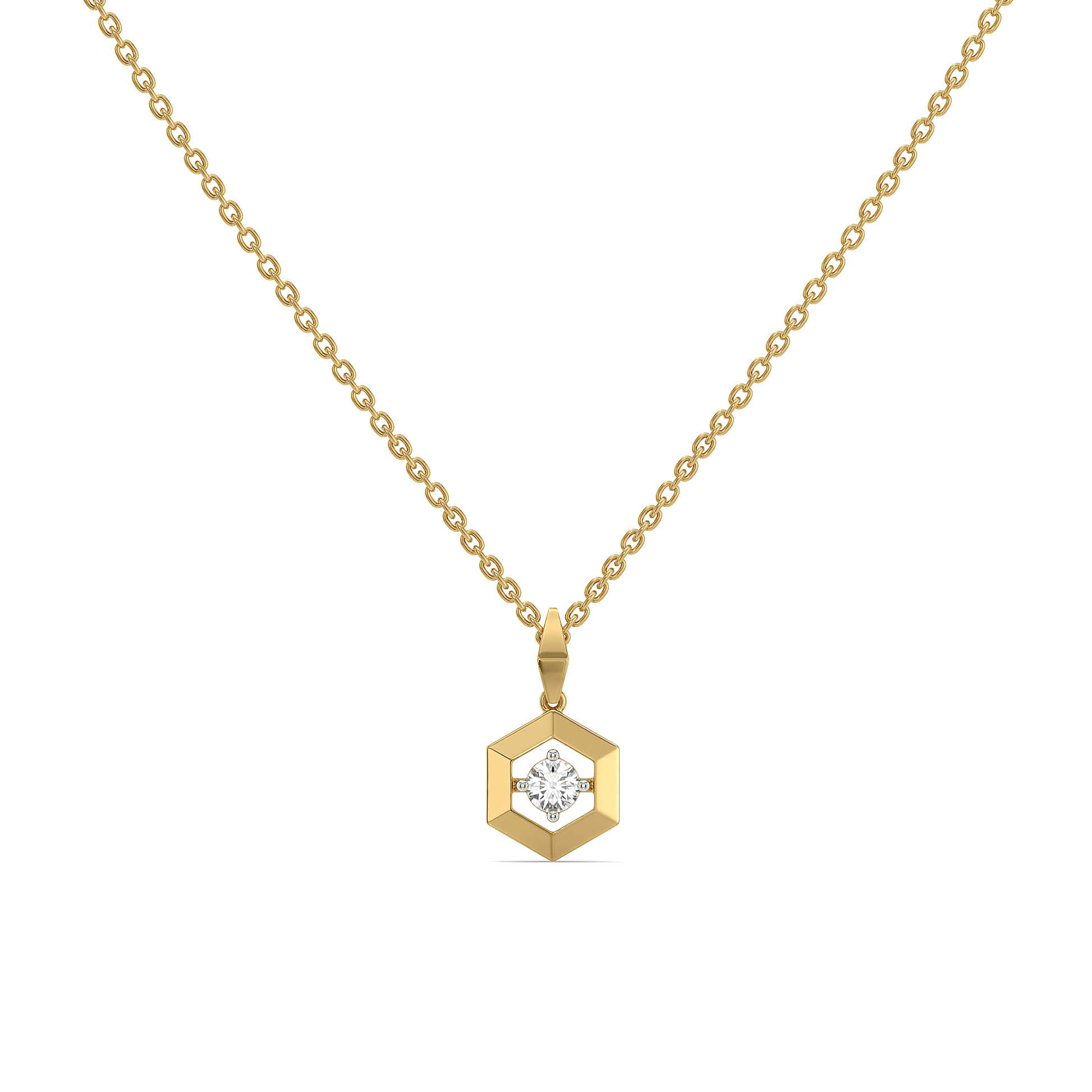 Hexa Solitaire - Lab Diamond Pendant Necklace