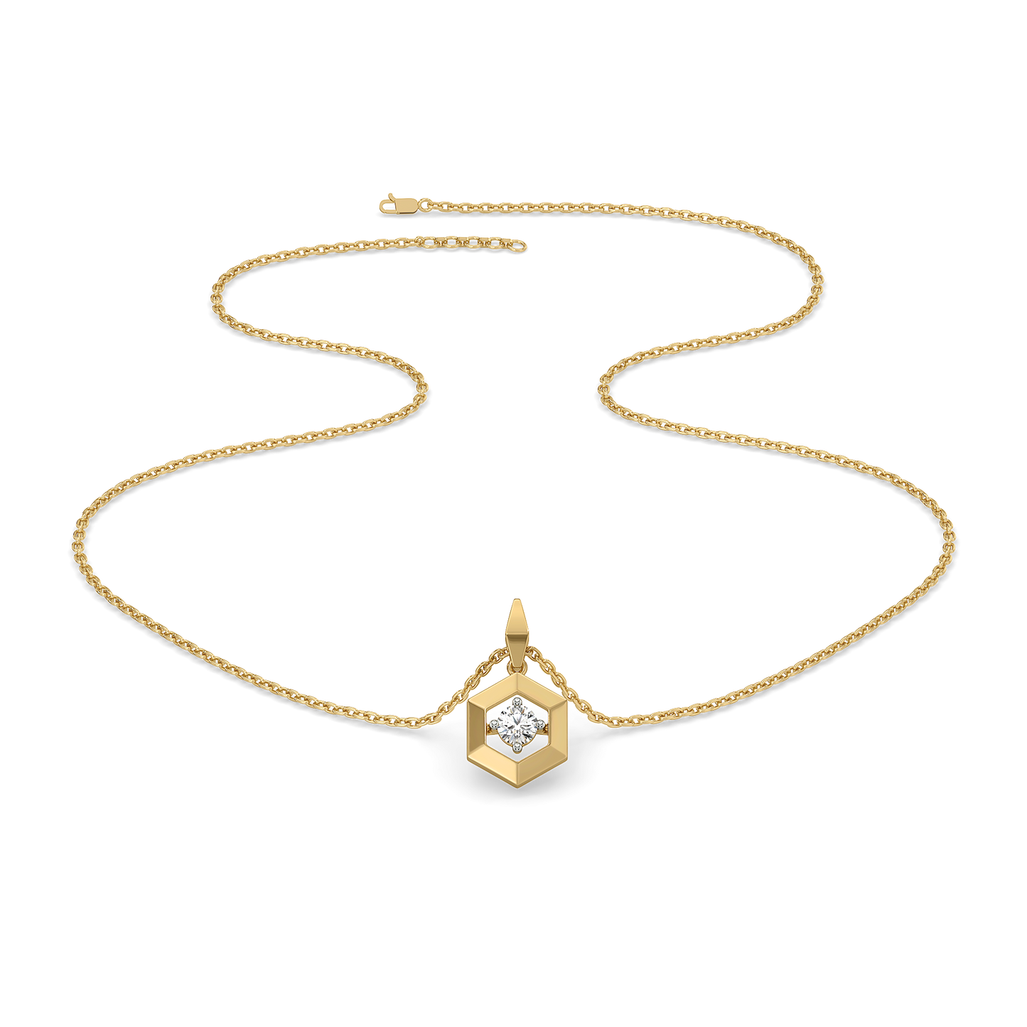 Hexa Solitaire - Lab Diamond Pendant Necklace