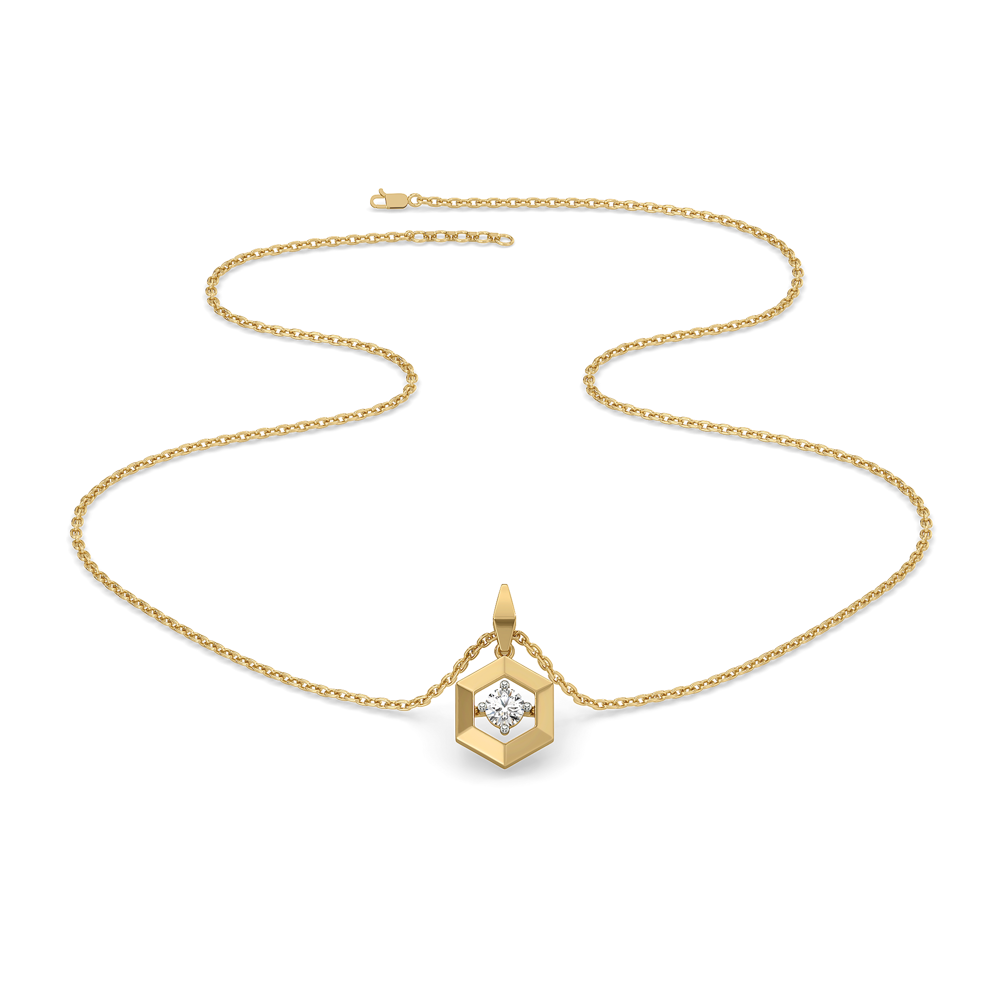 Hexa Solitaire - Lab Diamond Pendant Necklace