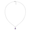Lukson Regal Amethyst 925 Sterling Silver Lab Grow Diamond Pendant Necklace