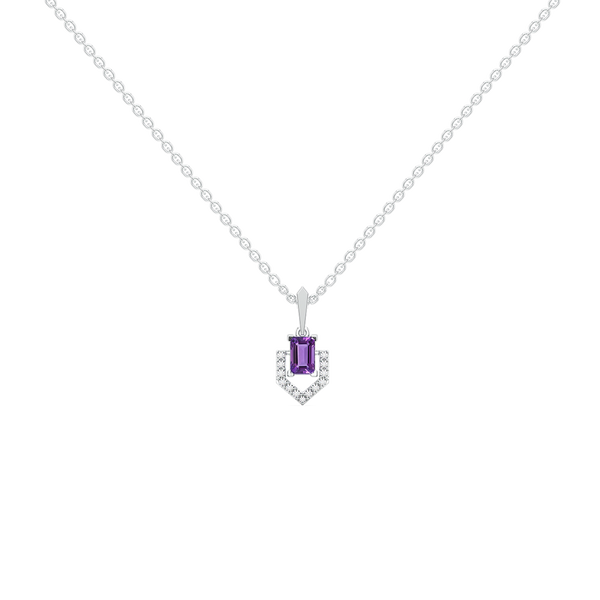 Lukson Regal Amethyst Lab Grow Diamond Pendant Necklace