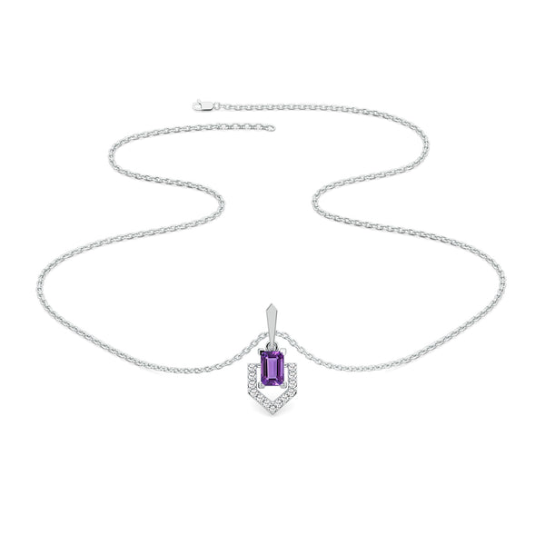 Regal Amethyst Lab Grow Diamond Pendant Necklace Online - Lukson