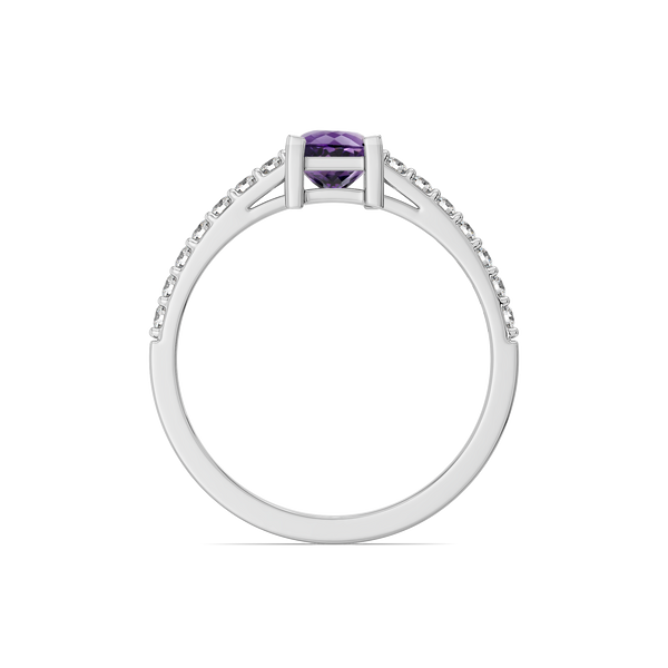 Regal Amethyst 925 Sterling Silver Lab Grown Diamond Square Ring - Lukson