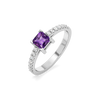 Regal Amethyst Lab Grown Diamond Square Ring - Lukson