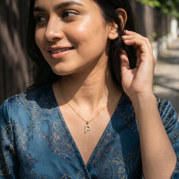 Peekaboo P - Lab Diamond Alphabet Pendant