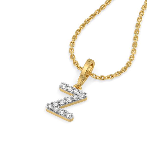 Lukson Zig-Zag Z - Lab Grown Diamond Alphabet Pendant in India