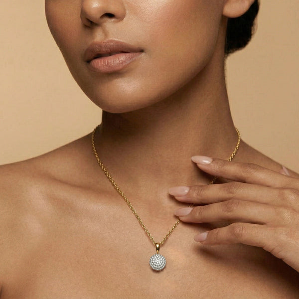 Golden Sphere - Lab Diamond Necklace