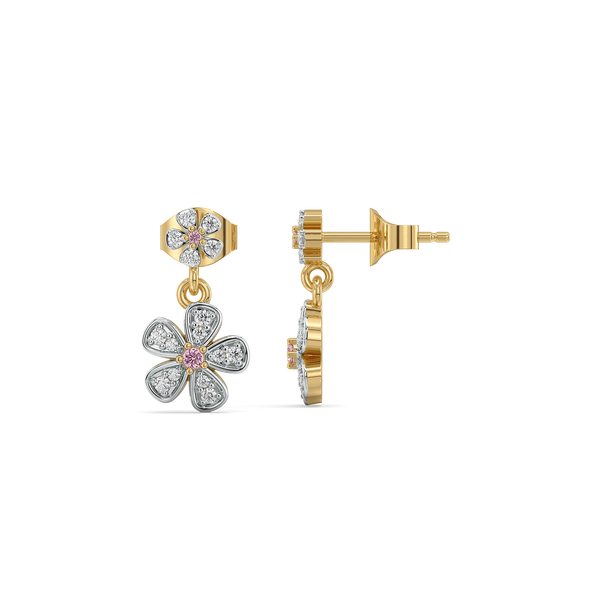 Lukson Certified Rosy Garden Lab Grown Diamond Drop Earrings for Women