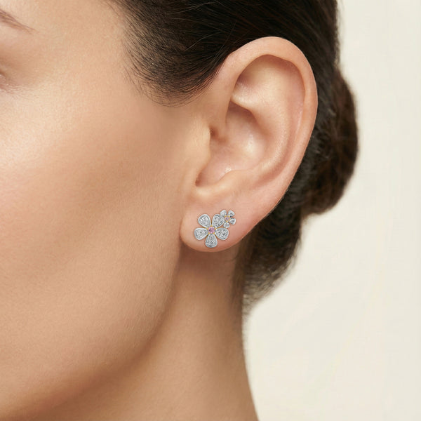 Lukson Rosy Garden Lab Grown Diamond Stud Earrings for Women