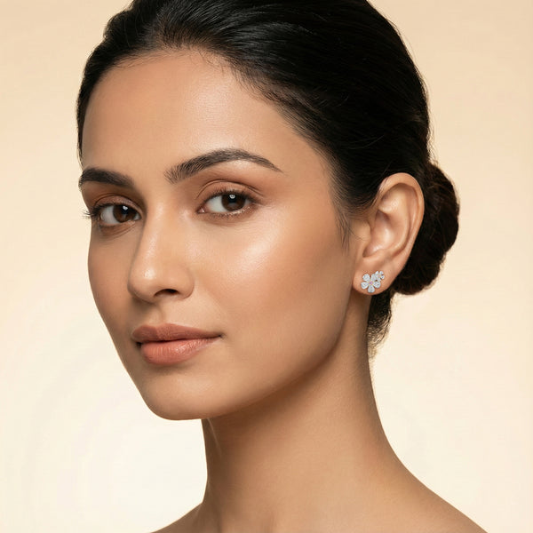 Lukson Rosy Garden 18K Gold Lab Grown Diamond Stud Earrings for Women