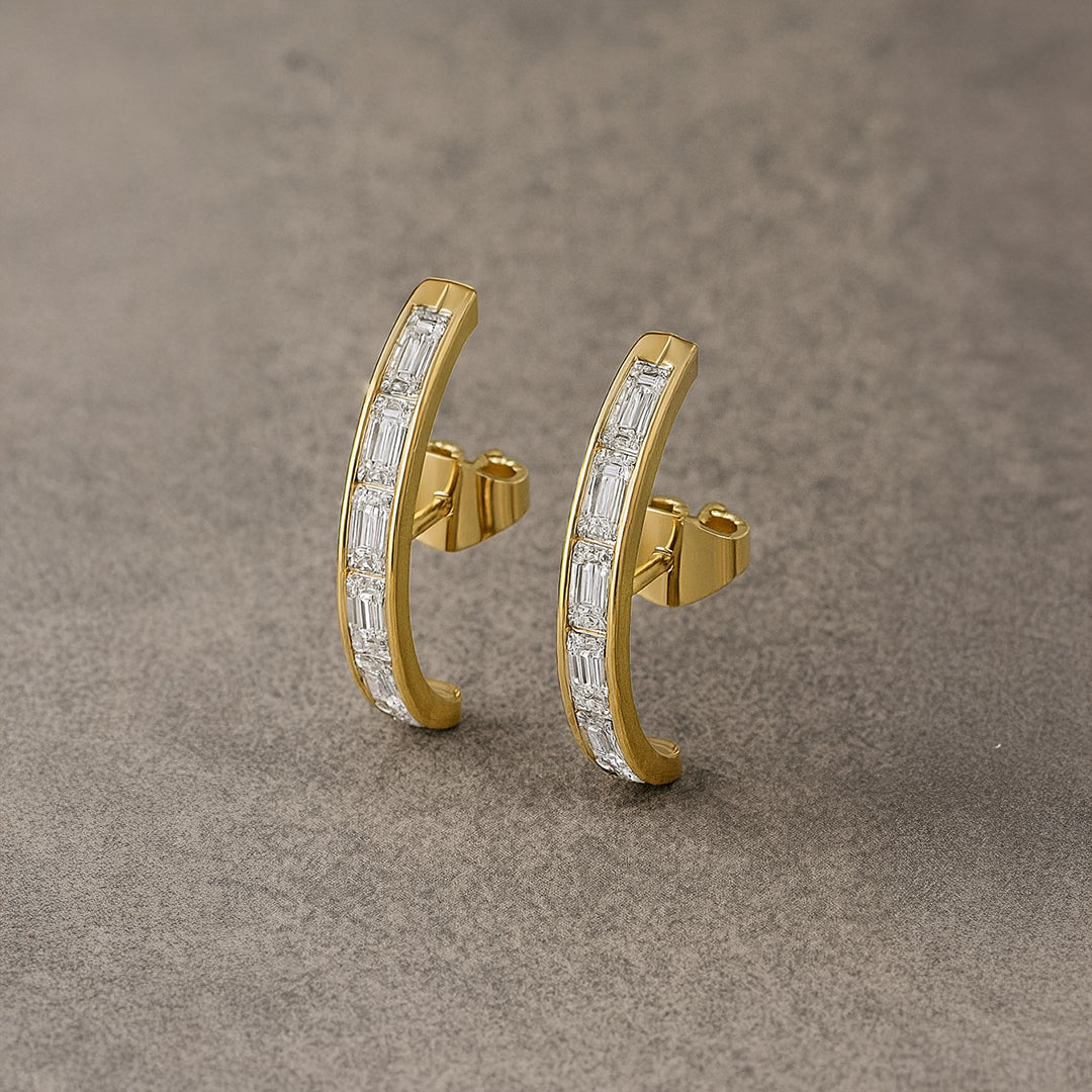 Baguette Brilliance - Lab Diamond Hoop Earrings