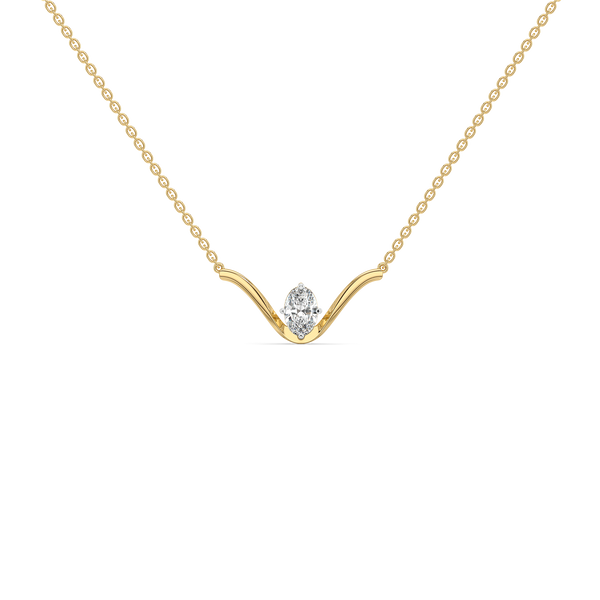 Lukson Elegant Oval Cut Pure Gold Lab Grown Diamond Necklace