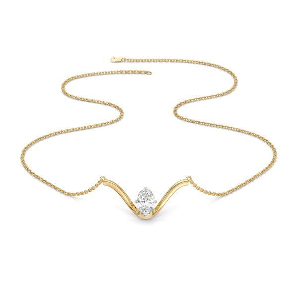 Lukson Elegant Oval Cut Pure Gold Lab Grown Diamond Necklace Online