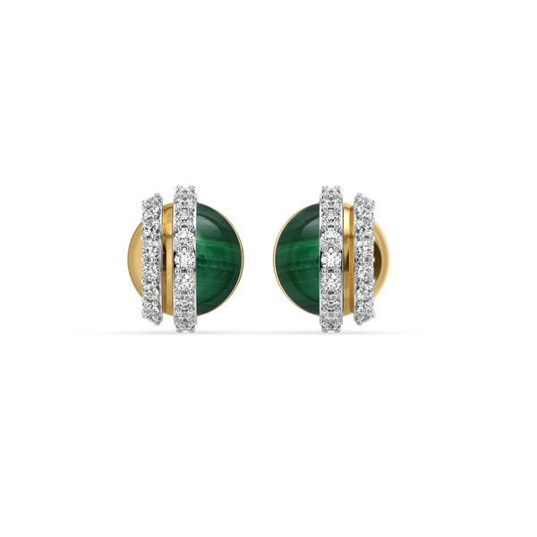 Malachite Muse - Lab Diamond Stud Earrings