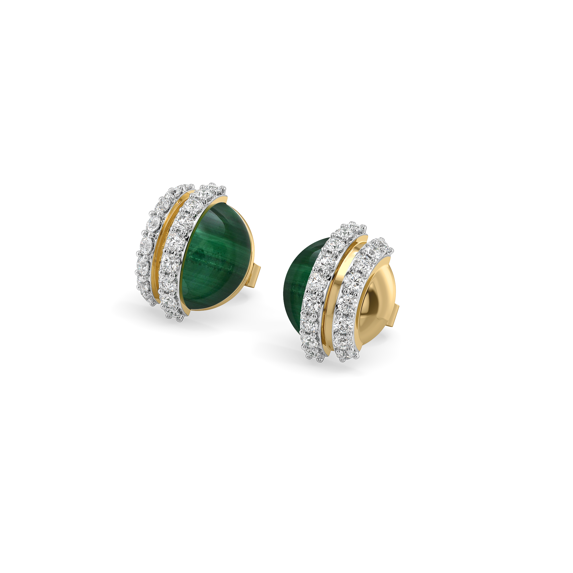 Malachite Muse - Lab Diamond Stud Earrings