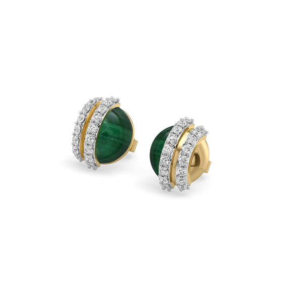 Malachite Muse - Lab Diamond Stud Earrings