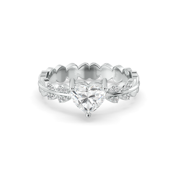 Antique Heart 925 Sterling Silver Lab Grown Diamond Ring - Lukson