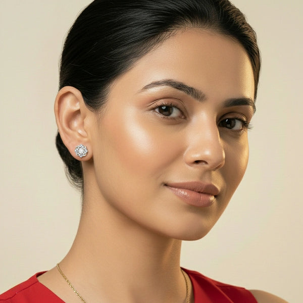 Encased Solitaire - Lab Diamond Earrings