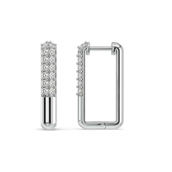 Vogue Glam Lab Diamond Hoop Earrings - Side View