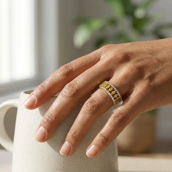 Golden Hour Eternity - Lab Diamond and Citrine Ring