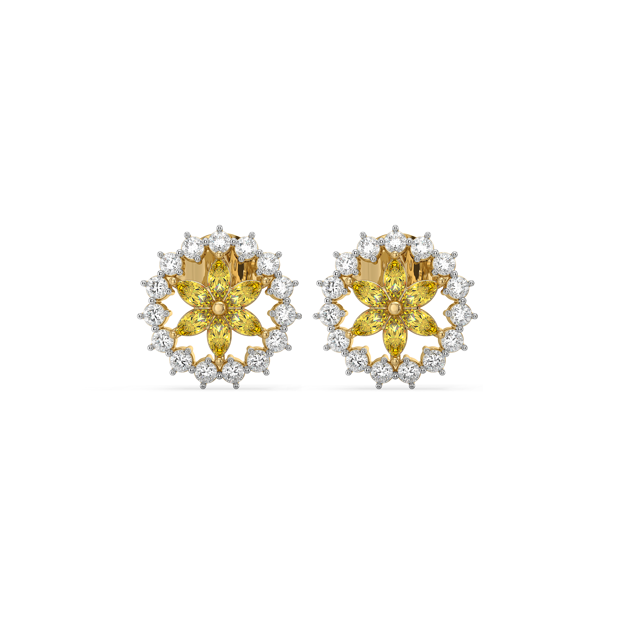 Golden Hour Studs - Lab Diamond and Citrine Earrings