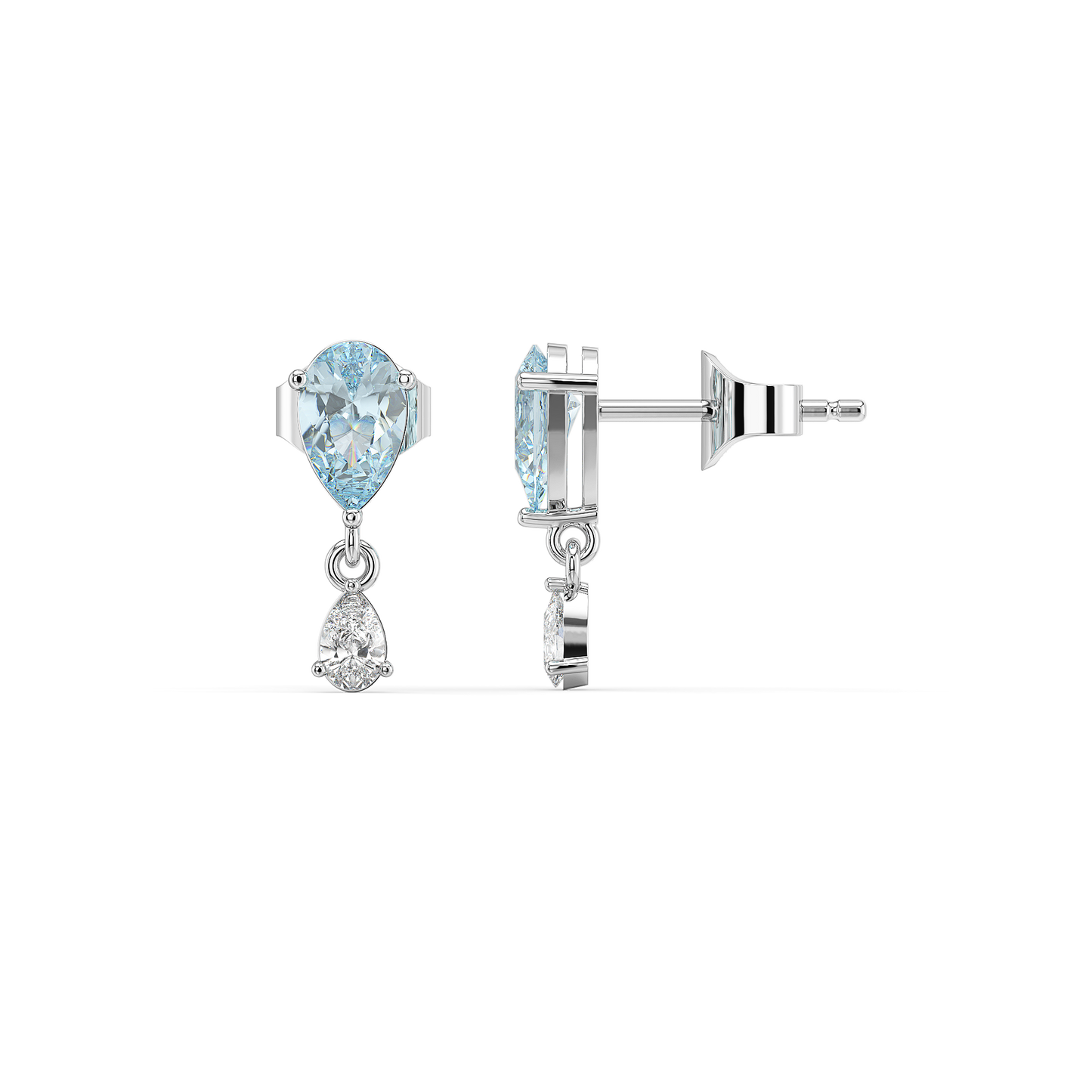 Blue Tide - Aquamarine Lab Diamond Drop Earrings