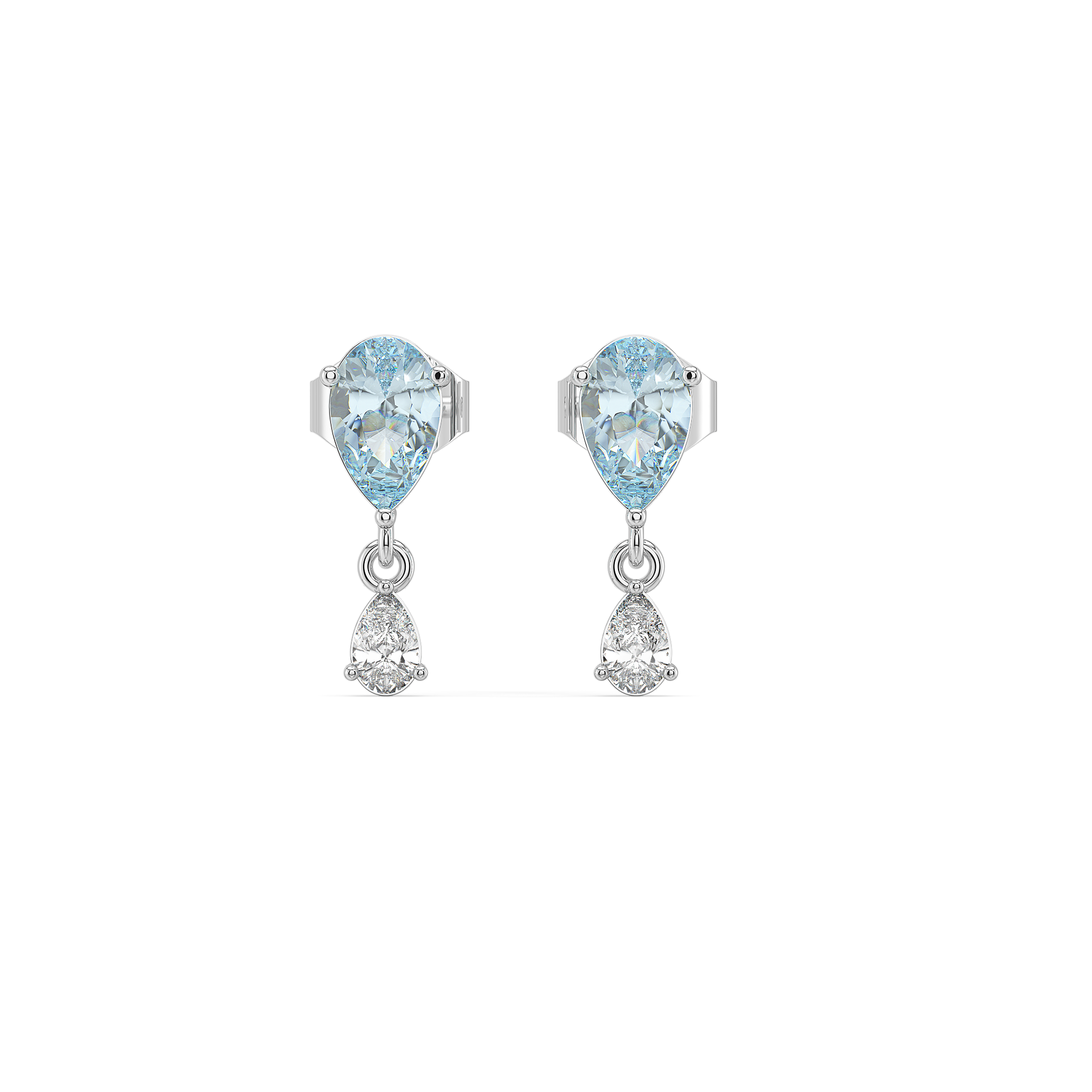Blue Tide - Aquamarine Lab Diamond Drop Earrings