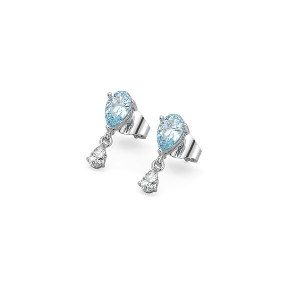 Blue Tide - Aquamarine Lab Diamond Drop Earrings