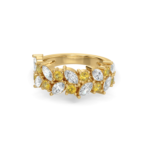 Lukson Citrine Petals Lab Grown Diamond Eternity Ring in India