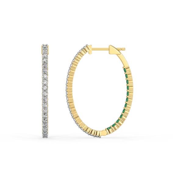 Green Glow Huggie 18k Gold Lab Grown Diamond Earrings Online - Lukson