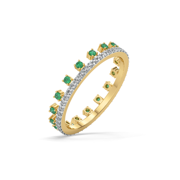 Lukson Green Glow Lab Grown Diamond and Emerald Eternity Ring