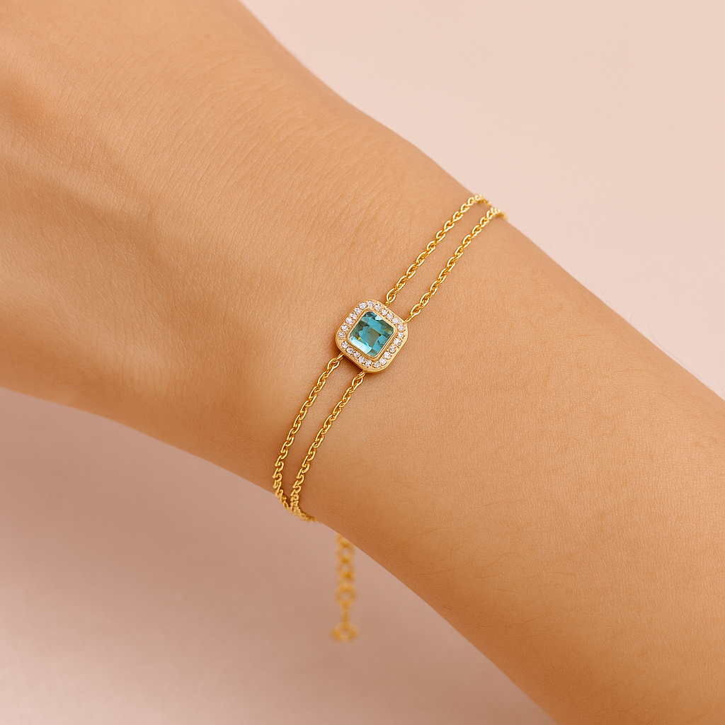 Coastal Calm - Lab Diamond Aquamarine Bracelet