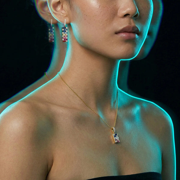 Colour Glitch - Lab Diamond Pendant